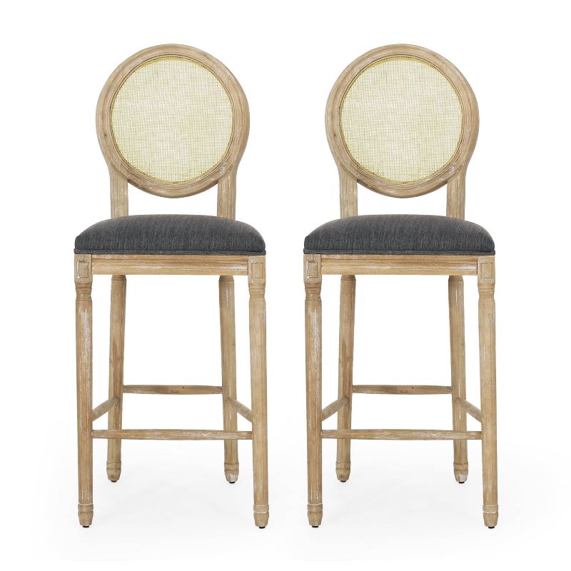 2pc Epworth French Country Wooden Barstools with Upholstered Seating - Christopher Knight Home, 1 of 8