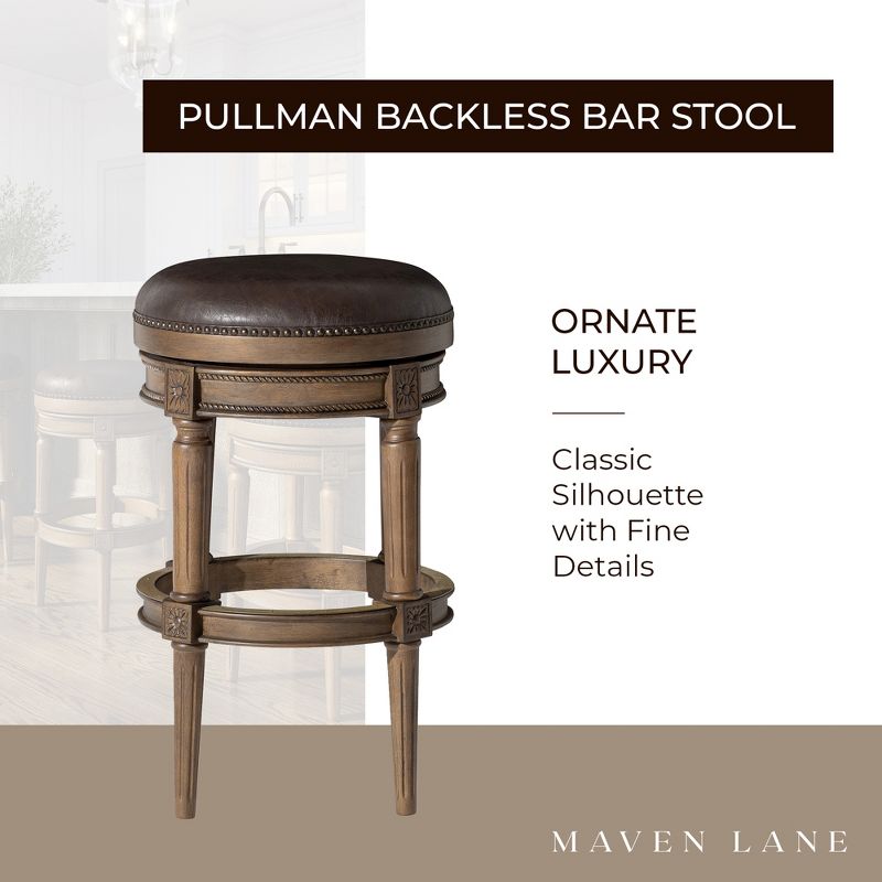 Maven Lane Pullman Upholstered Backless Kitchen Stool with Vegan Leather Cushion Seat, Set of 2, 3 of 7