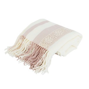 Tati Lace Throw Blanket Rose - Décor Therapy, Pink