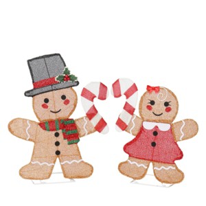 Syemin Decorative Holiday Scene Props Set of 2 Gingerbread Man and Candy Cane Christmas Decorations Holiday Decor Holiday Displays, Brown, 19"*19"*5" - 1 of 4