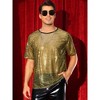 INSPIRE CHIC Men's Crew Neck Short Sleeve Party Metallic Sheer Glitter Sequin T-Shirt - 2 of 4
