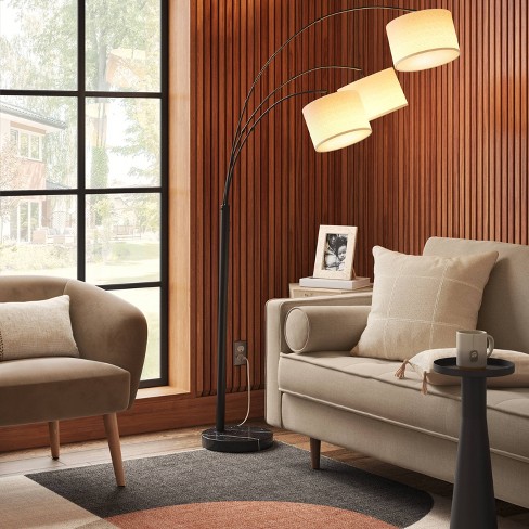 Avenal 3-Head Shaded Arc Floor Lamp Black - Threshold™ - image 1 of 4