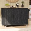 KWPZQEB Geometric Twill Stripe Textured Design Kitchen Island with Drop Leaf, Rolling Island Table with 3 Barn Doors & Wheels, Bar Cart for Kitchen - 2 of 4