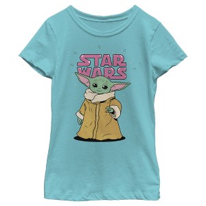 Girl's Star Wars: The Mandalorian The Child 80's Retro Cartoon T-Shirt - 1 of 4