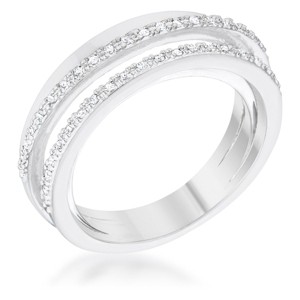 Slickblue 0.25ct Clear CZ Twisted Trio Band Cocktail Ring, Rhodium-Plated, Classic Women’s Jewelry, Size 5-10 - 1 of 4