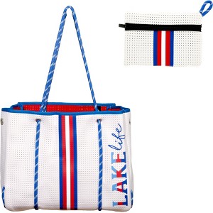 Pavilion Gift Company - Lake Life - Neoprene Tote Bag with Tethered Inner Pouch - Handbags - 1 of 4