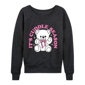 Women's - Instant Message - Its Cuddle Season Lightweight French Terry Wide Neck Long Sleeve Graphic Shirt - 1 of 4