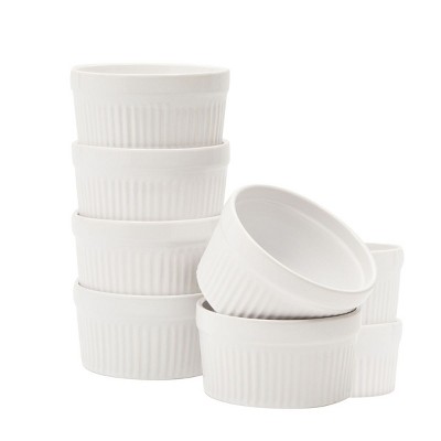 Juvale 6 Pack White Ceramic Ramekins, Souffle Dish, Ramiken Set Kitchen and Baking Supplies (8 oz)