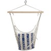 Northlight Macrame Cotton Hammock Chair with Striped Cushion - 46" x 35.25" - Cream and Blue - 4 of 4