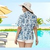 LA LEELA Women's Button Down Blouses Beach Summer Button Up Short Sleeve Tropical Vacation Hawaiian Shirts Coverup Blouses for Women - 3 of 4
