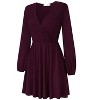 Coolmee Women's Midi Dress Long Sleeve Wrap V Neck A Line Mini Tunic Dress - 3 of 4