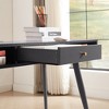 Vynxaria Black Mid Century Multifunctional Desk with USB Ports Power Outlet Drawers Modern Home Office Computer Study Writing Desk - 3 of 4