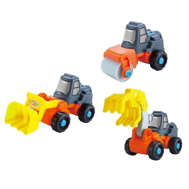 Insten 3-in-1 Take A Part Construction Toy Truck With Power Tool, Bulldozer, Excavator, Roller, 2 of 5
