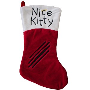 Northlight 19" Red and White Angel 'Nice Kitty' Embroidered Christmas Stocking - 1 of 1