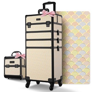 BYOOTIQUE Makeup Train Case Trolley w/ Cube Case Cosmetic Organizer Art Deco - 1 of 4