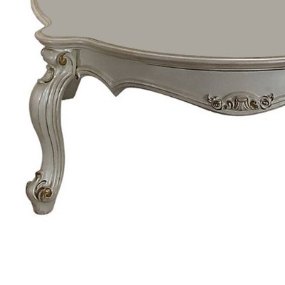 Elegant Pearl Round Wood Coffee Table with Queen Anne Legs