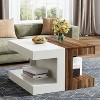 Hommoo 31.5" Creative Combination Splicing 2-Tier Square Coffee Table - 4 of 4