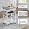22.5"Mobile Rolling Kitchen Island Trolley Serving Cart with Underneath Drawer & Slide-Out Wire Storage Basket - 3 of 4