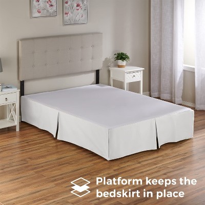 White Twin Cotton Blend Tailored Bed Skirt with Split Corners