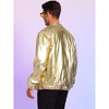 Lars Amadeus Men's Lightweight Metallic Zip Up Shiny Varsity Jacket - image 3 of 4