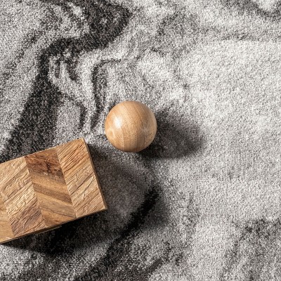 Modern Abstract Elegance 4' x 6' Gray Synthetic Area Rug