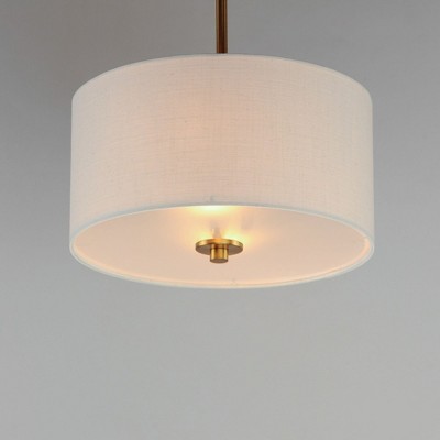 Natural Aged Brass Linen Drum Pendant Light
