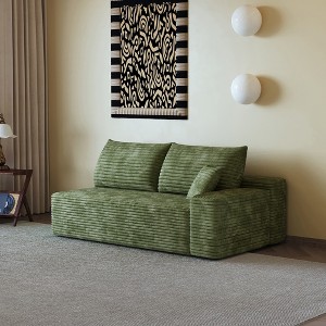 Whisen Convertible Sleeper Sofa Bed, Plush Corduroy Fabric, Back Support with Pillow - 1 of 4