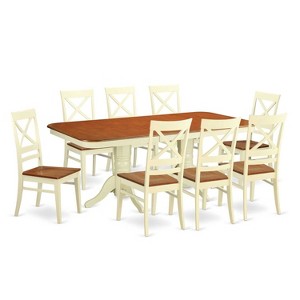 Modern 9 Piece Dining Set - Rectangle Table & 8 Chairs - Buttermilk Cherry Finish - Kitchen Dining Room - 1 of 4