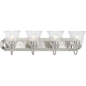 Progress Lighting, Calhoun Collection, 4-Light Vanity Light, Brushed Nickel, Clear Glass Shades, Material: Steel - 1 of 1
