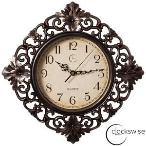 Clockswise Classic Round Decorative Hanging Wall Clock with Scroll Frame for Home Entryway Living Room Bedroom - 1 of 4