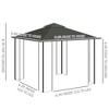 Aghana Digitals 10'x10' Brown Metal Patio Gazebo with Double Roof, Tree Motif Frame & Netting - - 4 of 4