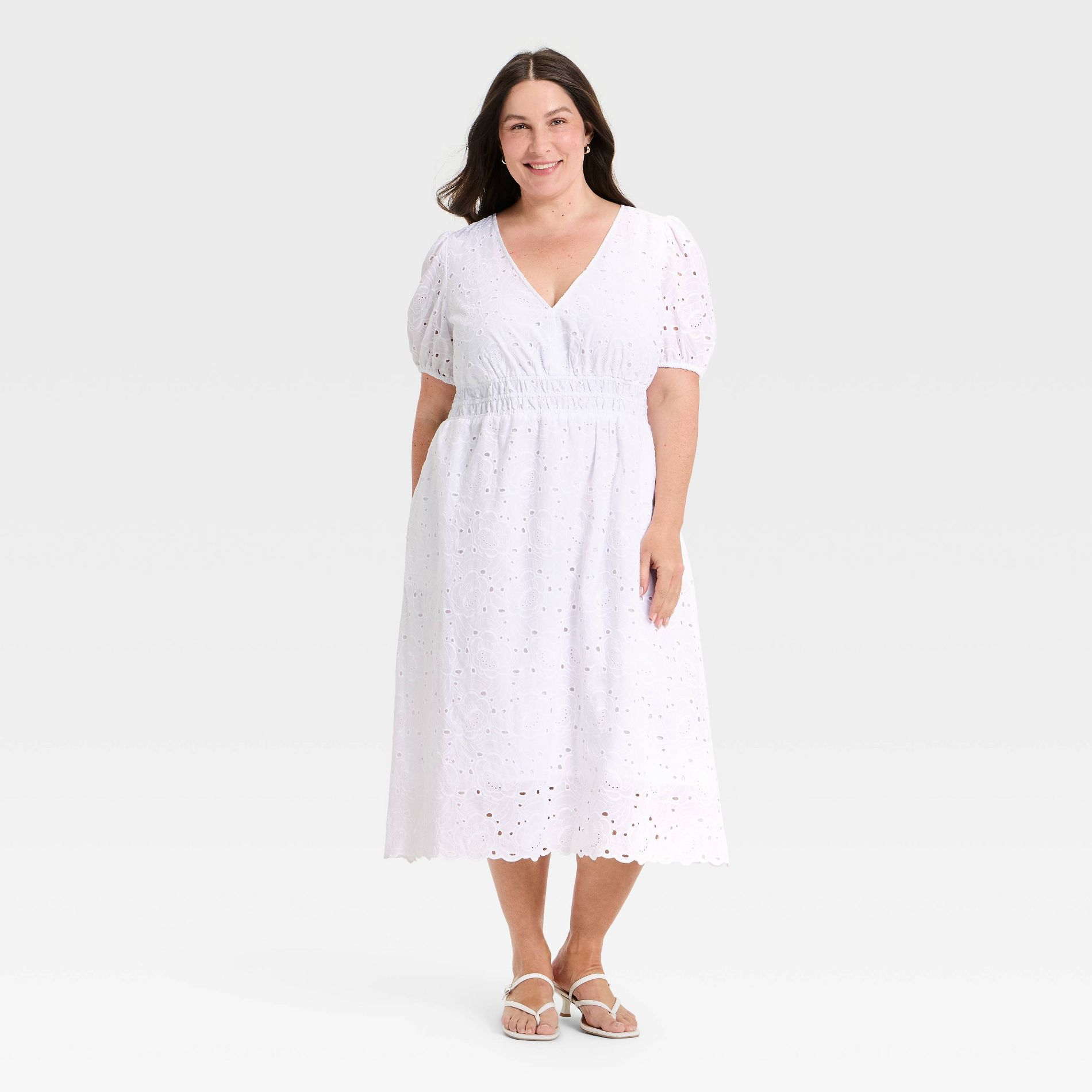 Women's Eyelet Midi Dress - A New Day™