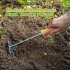 Itopfox Premium Hand Rake for Gardening, 5 Tines Hand Tiller Cultivator Small Rake Tool with Wood Handle, Ideal for Digging, Aerating, Weeding - 2 of 4