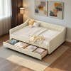 Dovelina Twin Size Daybed with Drawers Upholstered Tufted Sofa Bed, with Button on Back and Piping on Waved Shape Arms-Dark Grey - 2 of 4