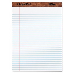 Tops The Legal Pad Ruled Perforated Pads 8 1/2 x 11 3/4 White 50 Sheets 75330 - 1 of 4