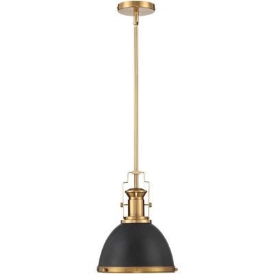 Black and Antique Brass Mini Pendant Light with Metal Shade