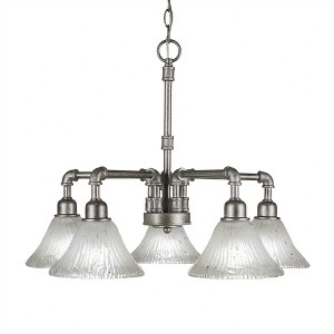 Toltec Lighting Vintage 5 - Light Chandelier in  Aged Silver with 7" Frosted Crystal Shade - 1 of 1