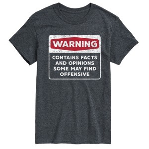 Men's - Instant Message - Warning Contains Facts And Opinions Short Sleeve Graphic T-Shirt - 1 of 4