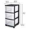 Sterilite Home Medium Size 3 Drawer Cart Plastic Rolling Stackable Storage Container with Casters for Laundry Room, Closet, and Pantry, Clear - 2 of 4