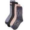 Memoi Women's 4 Pair Pack Fairisle Buttersoft Crew Socks Gray 9-11 - 3 of 4