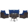 Tangkula 4PCS Wicker Patio Sofa Set Rattan Outdoor Furniture Set w/ Navy Cushions - 2 of 4