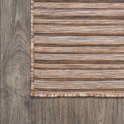 Heathered Stripes Brown/Natural 8' x 10' Synthetic Easy-Care Area Rug