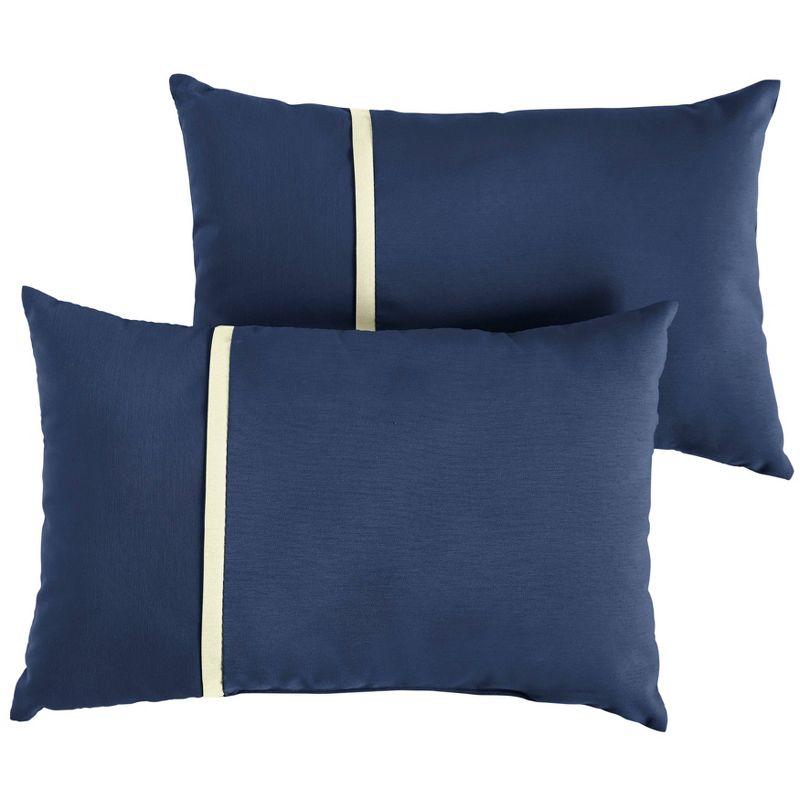 2pk 12&#34;x18&#34; Sorra Home Sunbrella Single Petite Flange Square Indoor Outdoor Throw Pillow Sets Blue, 1 of 4