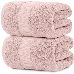 White Classic Luxury 100% Huge Cotton Bath Sheets Set of 2 - 35x70" - 1 of 4