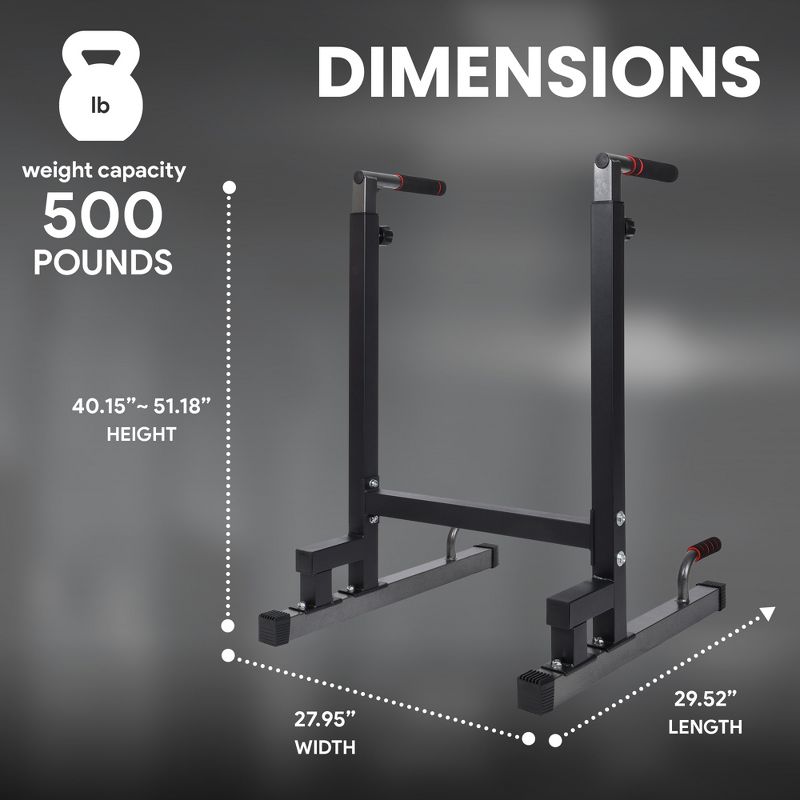 BalanceFrom Steel Frame Multi-Functional Home Gym Exercise Fitness Dip Stand Station with Adjustable Height, 500 Pound Capacity, 4 of 7