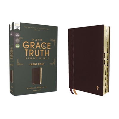 Nasb, the Grace and Truth Study Bible (Trustworthy and Practical Insights), Large Print, Leathersoft, Maroon, Red Letter, 1995 Text, Thumb Indexed,