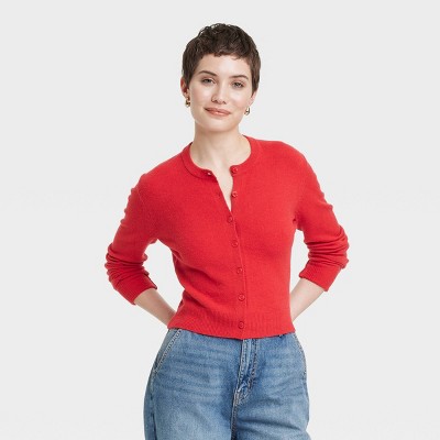 Women's Button-front Cardigan - Universal Thread™ Red M : Target