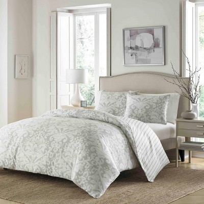 Camden Gray Cotton Reversible Full Comforter Set