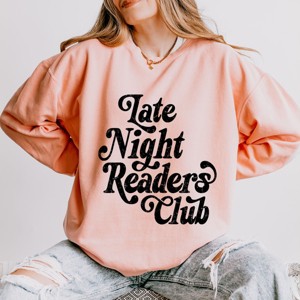 Late Night Readers Club Distressed - Women's Lightweight Garment Dyed Sweatshirt - 1 of 4
