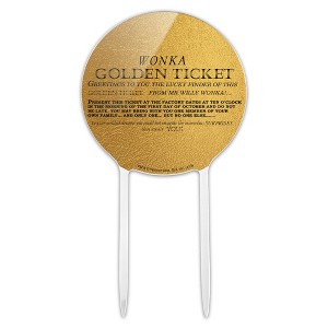 Willy Wonka And The Chocolate Factory Golden Ticket Acrylic Cake Topper - 1 of 4